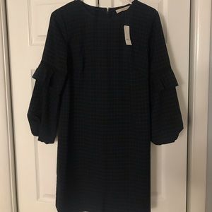 LOFT Plaid Blouson Sleeve Dress
